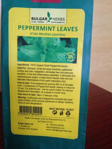 Organic Peppermint Dried Leaves, Menthae Piperitae